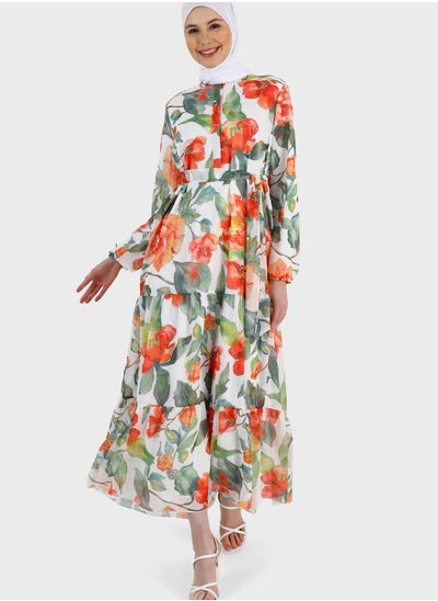 Buy Floral Print Tiered Dress in UAE