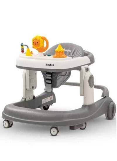 Buy 2 In 1 Baby Walker Round Kids Walker With 3 Adjustable Height Musical Toy Bar Baby Push Walker With Speed Adjustable Wheels Walker For Baby 6 To 24 Months Boys Girls Grey in UAE