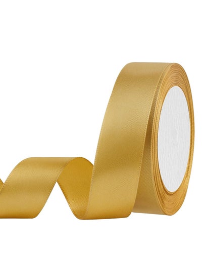 Buy Satin Ribbon 1 Inch Wide For Crafts, Wrapping And Decoration Gold in UAE