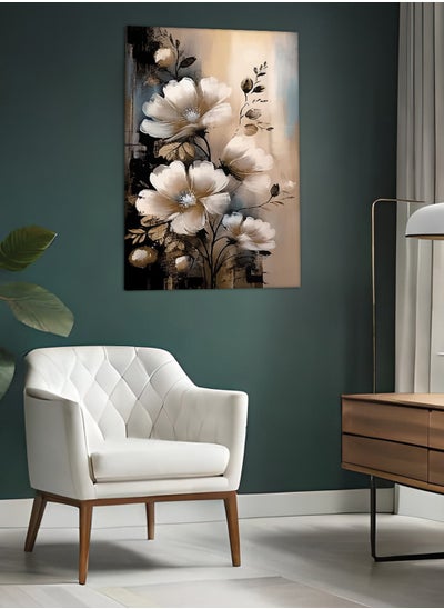 Buy Canvas Wall Art Stretched Over Wooden Frame with Flowers Abstract Painting in Saudi Arabia