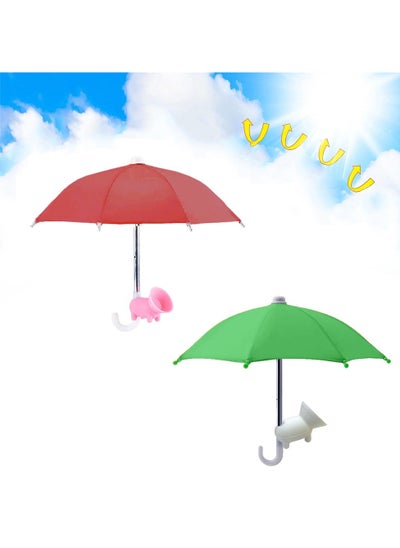 اشتري Phone Umbrella for Sun Suction Cup Stand, 2Pcs Multifunctional Adjustable Cute Phone Shade Umbrella with Suction Cup, Mini Cell Phone Sunshade, Glare Blocking في الامارات