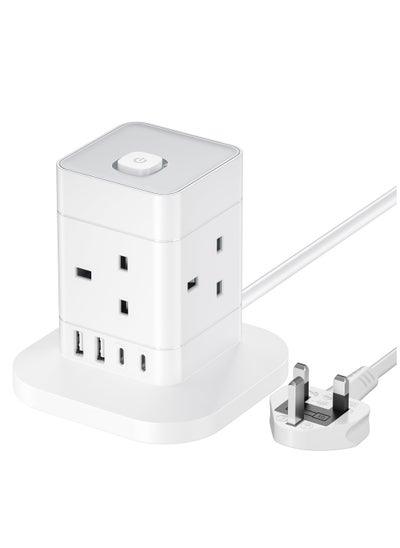 Buy Cube Extension Lead with USB Slots, 4 Way Multi Plug Extension Socket with 2 USB C and 2 USB A, 13A 3250W Power Strip with Switch 1.5M Extension Cords for Desk Home Office Travel in UAE