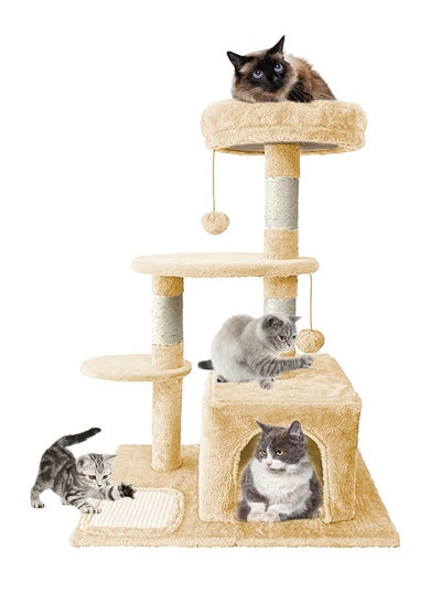 Buy Cat Tree with Toy, Cat Tower condo for Indoor Cats, Cat House with Padded Plush Perch,Sisal Scratching Posts in UAE