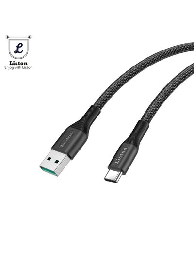 Buy Cable Charger Nylon Braided Fast Charger Hight Quality , 1M ,  USB To Type C , Speed 480Mbps ,Liston in Saudi Arabia