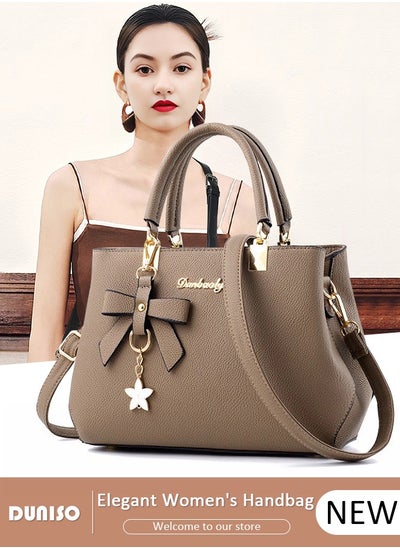 Buy Women's Fashion Handbag Faux Leather Crossbody Bag For Women Large Capacity Bow Trim Tote Bags Top Handle Satchel Fashionable Travel Shoulder Bag For Ladies in UAE