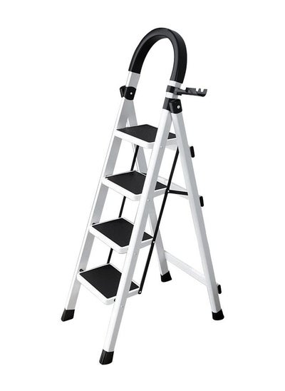 Buy 4 Step Folding Ladder, Foldable Ladder for Home Use, Wide Step Ladder (Color: White, Size: 126x40cm) in Saudi Arabia