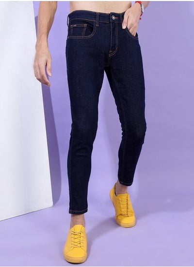 Buy Mid Rise Solid Jeans with Pockets in Saudi Arabia