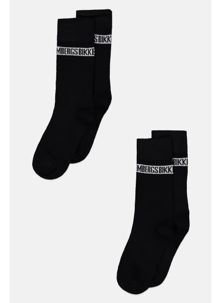 اشتري Men 2 Pairs Of Tennis Brand Logo Socks, Black في السعودية