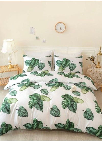 Buy Various King /Queen/Single sizes Duvet cover set, Green heart-shaped Leaves Design in UAE