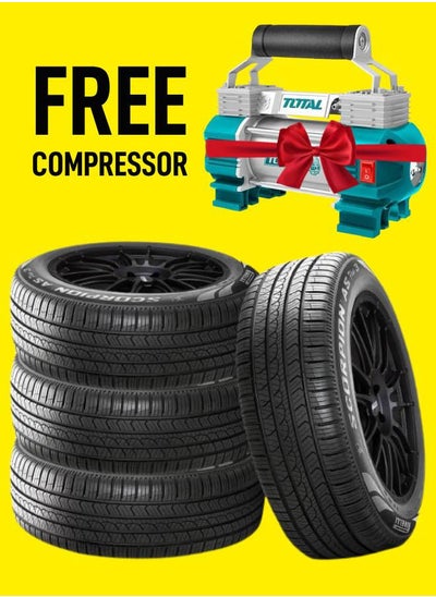 Buy Set of 4 Tyres 235/55R18 100W R-F + Free Total Air Compressor 12V in Egypt