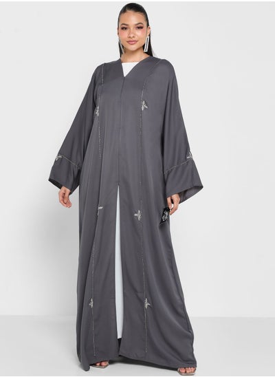 Buy V-Neck Embellished Abaya in UAE