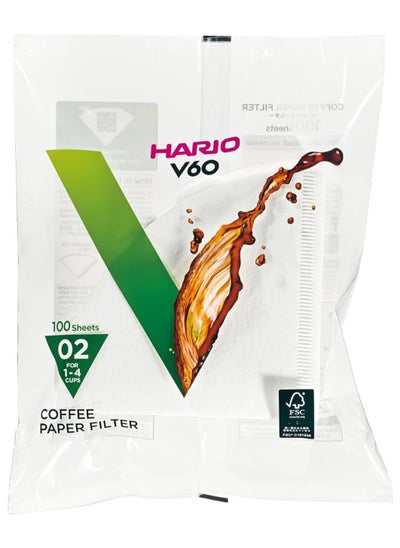 Buy V60 Paper Coffee Filters Size 02 100 Count White in Saudi Arabia