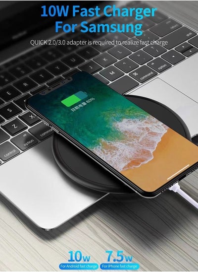 Buy 10W wireless fast charger, compatible with all brands of mobile phones, one-click start and easy charging in Saudi Arabia