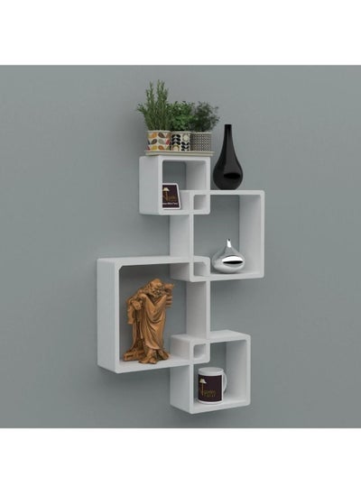 اشتري Wooden Twist Rafuf Intersecting Floating Wall Shelves with 4 Shelves White في الامارات