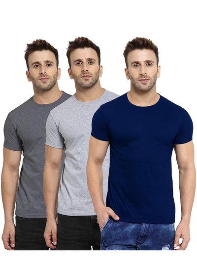 Buy Pack of 3 Men's Regular Fit T-Shirt Size Large in UAE