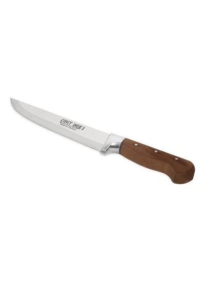 Buy Zeno Wooden Handle Meat Knive Silver And Brown in UAE