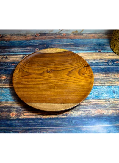 Buy Natural flat plate, handmade from healthy wood, 100% natural colors from the heart of the tree in Egypt