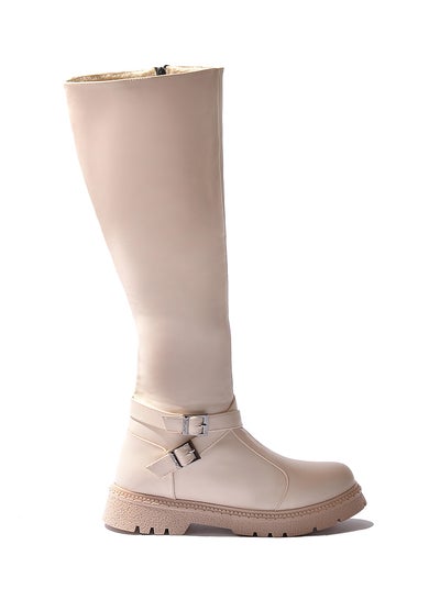 Buy Knee-High LB-25 Matrial Leather - Beige in Egypt