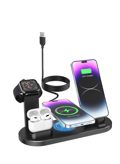 اشتري 6 in 1 Wireless Charger Stand For Apple iPhone Mobiles 15W في الامارات