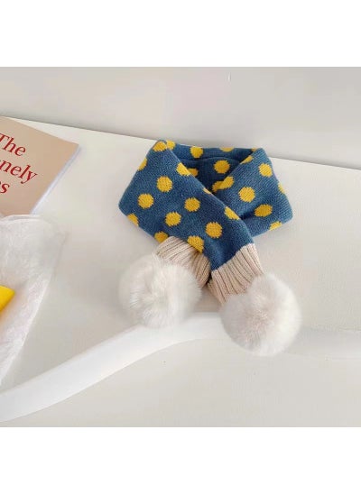 اشتري Winter Kids Knit Scarf Cartoon Plush BearBlue and yellow dots Blue and yellow dots في الامارات