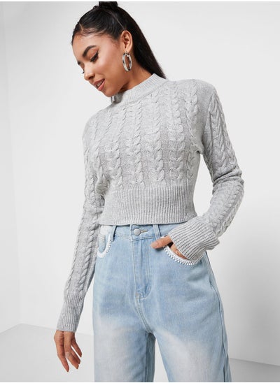 Buy Chunky Cable Knit Cropped Sweater in UAE