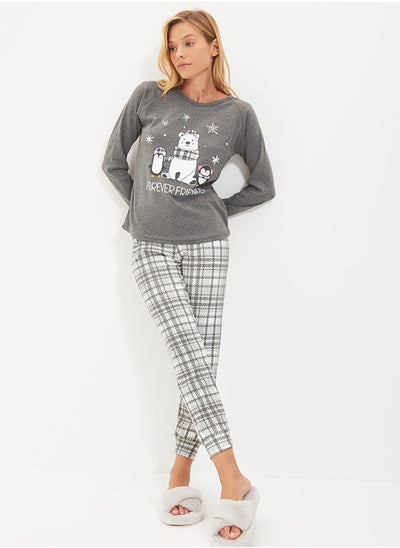 Buy Smoky Soft Cotton Plaid Knitted Pajamas Set THMAW22PT0395 in Egypt