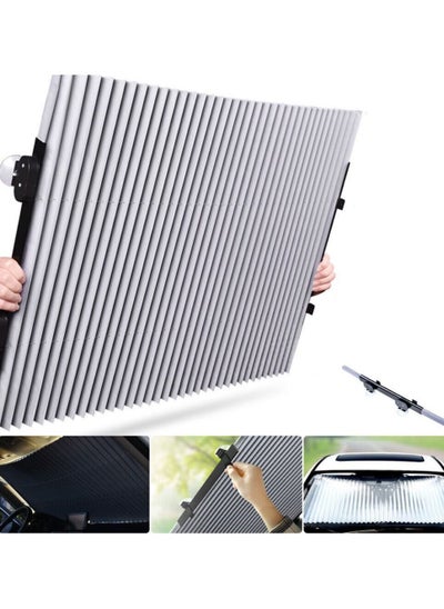 اشتري Car Sun Visor Retractable Windshield Sun Shade Stretchable Aluminum Film Protects from UV Rays Universal Fit for Most Cars Large Size 48x135x200cm في الامارات