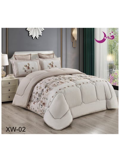 Buy Comforter Set a Royal Soft and Comfortable Bedspread 6 pieces Two Sheets Two Sides One Floral Face and one Plain face in Saudi Arabia