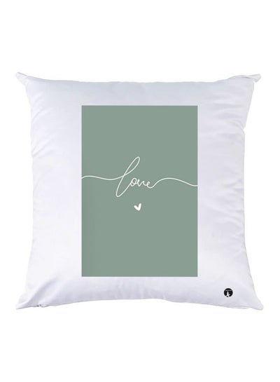 Buy Love Quote Printed Throw Pillow Polyester White/Green 30x30cm in Egypt