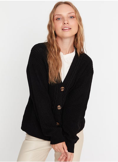 Buy Black Basic Hair Knitted Knitwear Cardigan TWOAW23HI00627 in Egypt