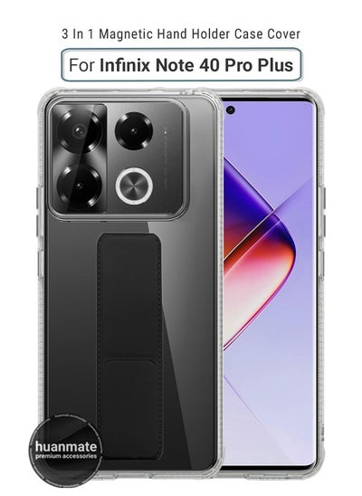 Buy Infinix Note 40 Pro Plus Magnetic Case With Hand Grip Holder & Kickstand - Strong Grip for Magnetic Car Holder, Stylish & Functional, Ultimate Convenience & Hands-Free Viewing - Clear/Black in Saudi Arabia