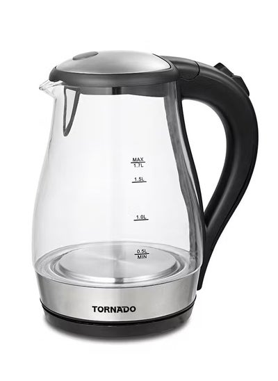 Buy TORNADO Glass Kettle 1.7 Liter 1850-2200 Watt Glass Transparent TKG-2117 in Egypt