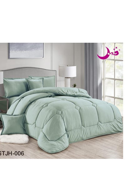 Buy Royal, comfortable and soft single bed comforter set, 6 pieces, double solid in Saudi Arabia