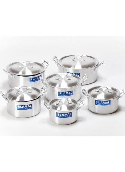 Buy El Amal Heavy Aluminum Cookware Set 6 Pieces With Two Handles in Saudi Arabia