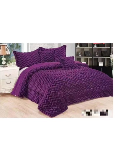 Buy COMFY 6 PC SOFT & LUXURIOUS COMFORTER SET PURPLE FAUX FUR WAVE DESIGN in UAE