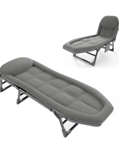 Buy Senior Folding Bed Single Bed Office Lounge Chair Lunch Bed Napping Folding Bed Accompanying Simple Portable Military Bed-light gray in UAE