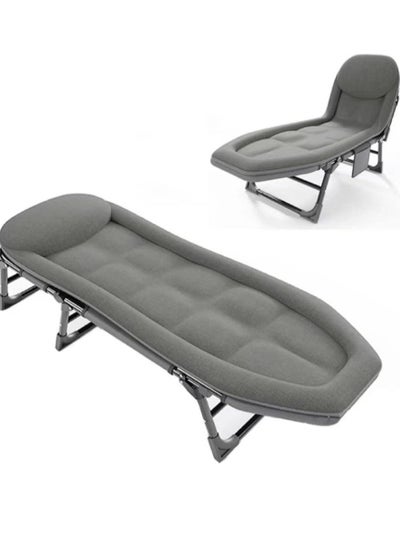 Buy Senior Folding Bed Single Bed Office Lounge Chair Lunch Bed Napping Folding Bed Accompanying Simple Portable Military Bed-light gray in UAE