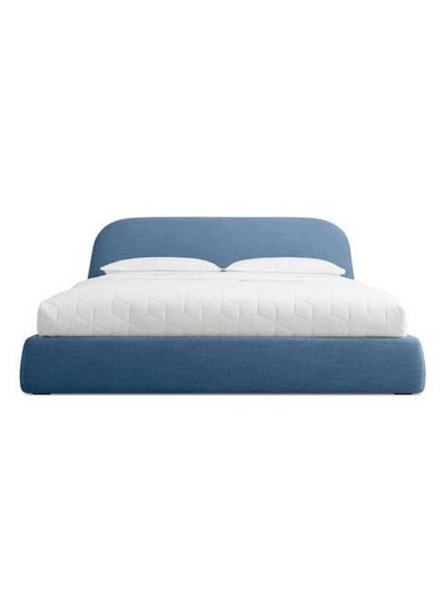 Buy Compressed wood, Sponge and Linen Single Bed 115x100x200 cm - Blue in Saudi Arabia