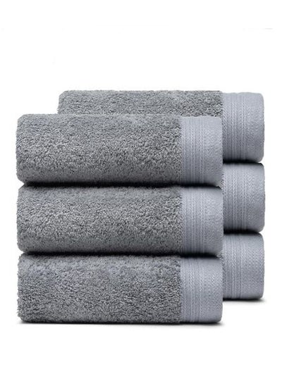 اشتري 6-Piece Towel Set, Super Soft Grey Hand Towels Terry Striped Weave Pattern Ultra Absorbent 100% Cotton Towel for Bathroom（34*70 cm） في السعودية