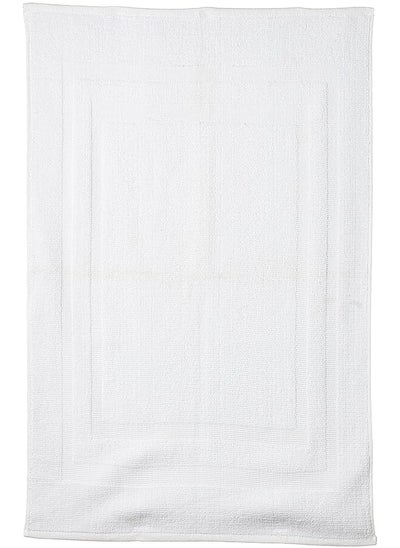 اشتري 100% Cotton Terry Ring Spun Bath Mat-850gsm,50x80cm Quick-Dry, Highly Absorbent, Soft, White Color -1pc في السعودية