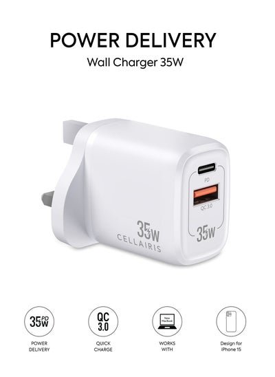 Buy Premium Wall Charger PD 35W + QC - White in UAE