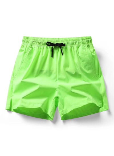 Buy 2024 Mens Summer Ice Silk Casual Shorts Elastic Running fluorescent green in Saudi Arabia