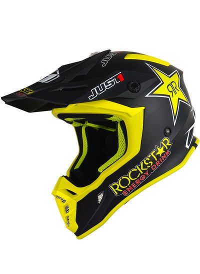 Buy Motocross Helmet J38 Rockstar Energy Drink - 680008 DOT Approved Motorbike Moped Street Bike Racing Crash Helmet, Men and Women in UAE