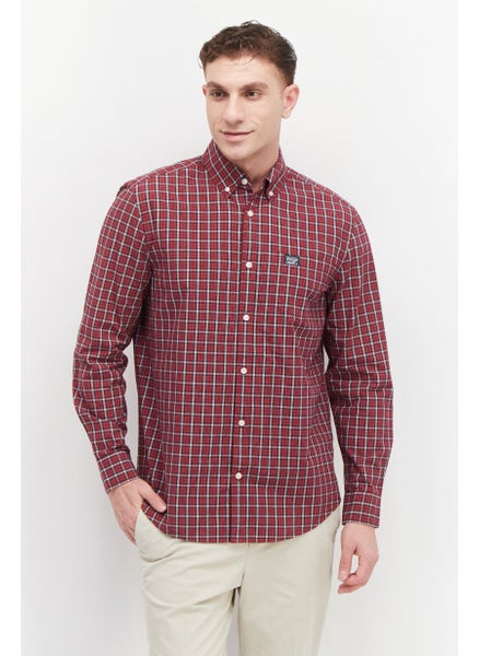 اشتري Men Regular Fit Spread Collar Long Sleeve Checkered Casual Shirt, Red Combo في السعودية