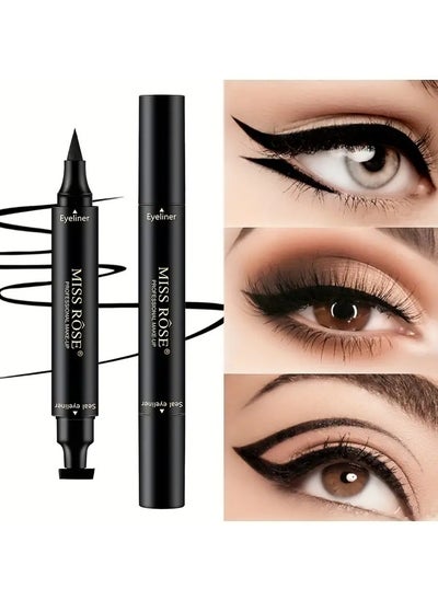 Buy Magic Double-Ended Seal Eyeliner, Waterproof Winged Eyeliner Stamp Stick Black Charming Cat Eye Makeup in UAE