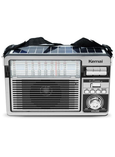 Buy Vintage Portable 3-Band AM/FM/SW Radio with Bluetooth, MP3 Player, USB, Solar Panel, and Rechargeable Battery in UAE