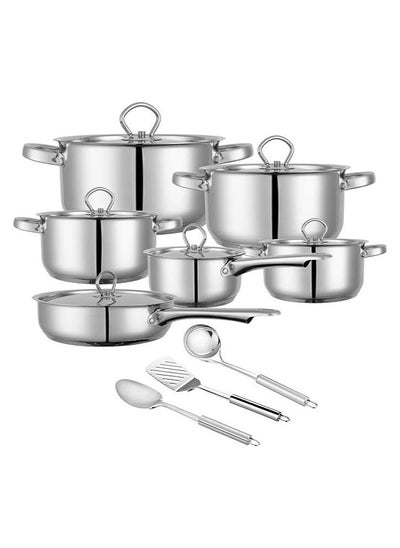 Buy Stainless Steel Pots & Pans Set Dishwasher Safe 15 Pieces in Saudi Arabia