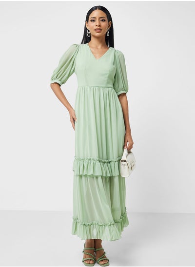 Buy Tiered Frill Detail Fit & Flare Dress in Saudi Arabia