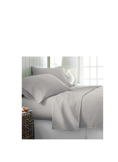 Buy Twin Size Gray Soft Wrinkle Free Microfiber Bedding 1 Duvet Cover 175X228 cm with 1 Pillow Sham Cover 50X66 cm in UAE