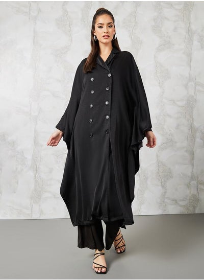 Buy Oversized Maxi Length Fluid Double Breasted Coat in Saudi Arabia